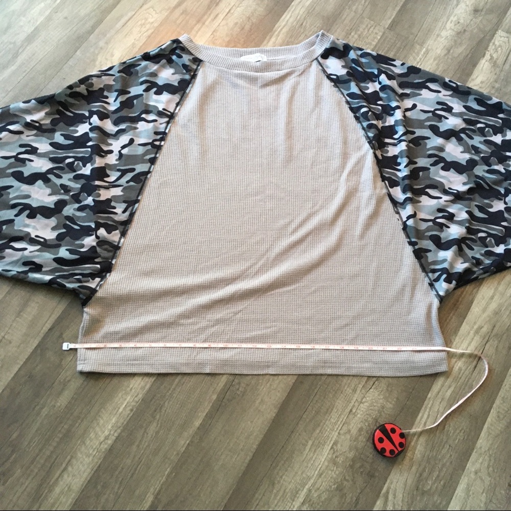 NEW Camo & Grey Off Shoulder LongSleeve Top - Picture 12 of 16